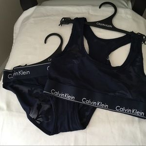 Calvin Klein navy blue bralette and panty